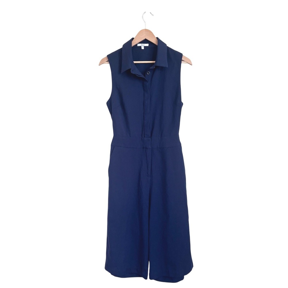 Asilio Womens Sleeveless Open Back Wide Leg Capri Jumpsuit Size 6‎ Navy Party